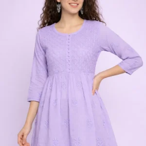 chikankari frock kurti